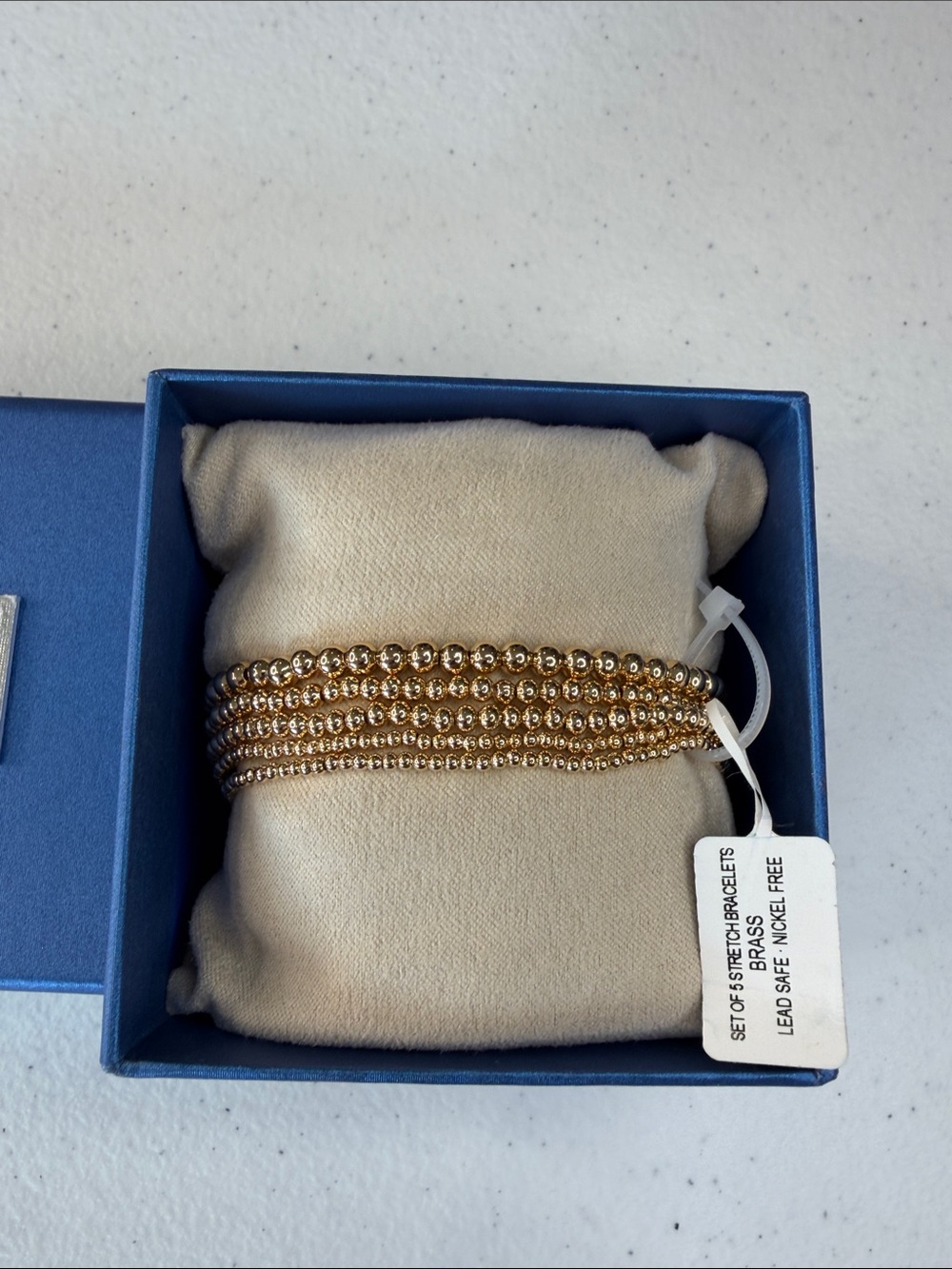 House of Harlow 1960 Gold Beaded Stretch Bracelet Set of 5